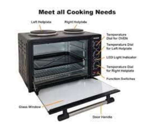 32L OVEN/2 PLATE STOVE IN BOX Electric Mini Oven and Grill with Double Hot Plates