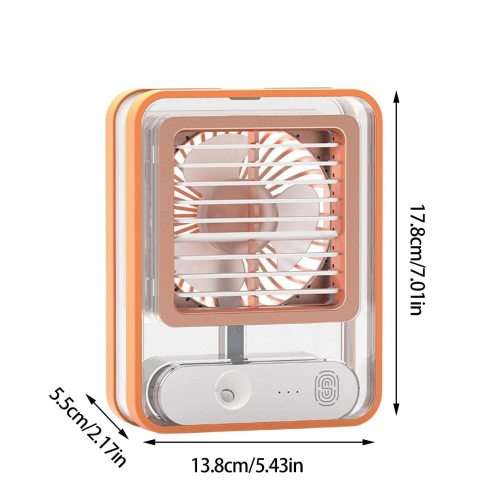 Desk Fan, Small Silent LED Night Light Portable Fan USB Rechargeable Portable Cooling Fan with Fog