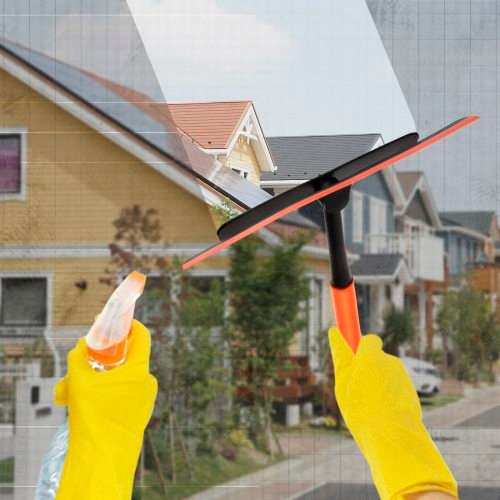 Window Wiper and Window Squeegee 3-in-1 Professional Window Cleaning Set Silicone Glass Squeegee