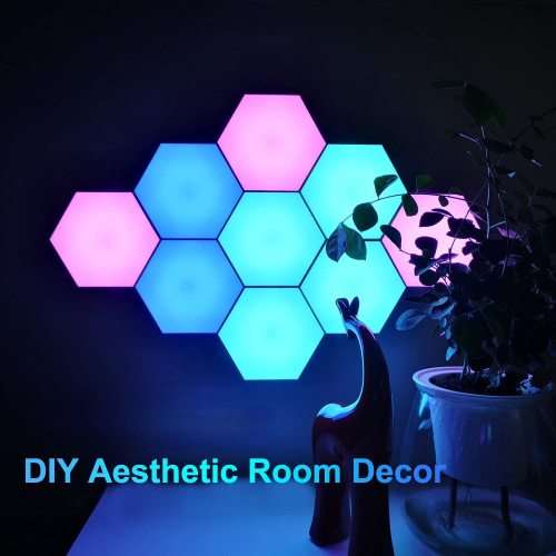 Hexagonal Lamp With Remote Control Smart Led Wall Lamp Panel Touch-Sensitive Rgb