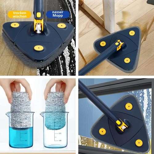 Mop Retractable Triangle 360° Rotatable Adjustable Triangle Cleaning Mop