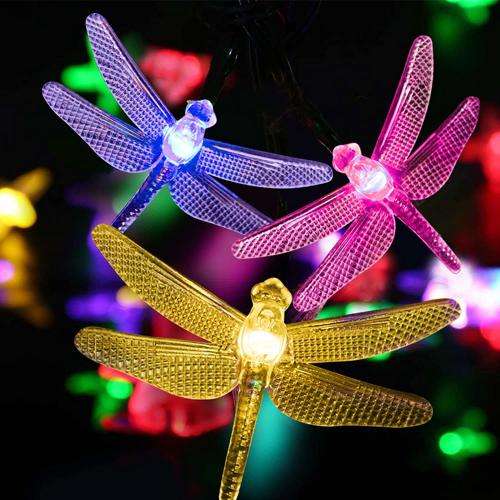 Solar Light String, Dragonfly Light String, Waterproof Decorative Light String