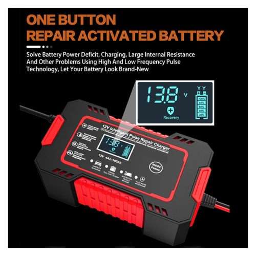 Car Battery Charger, LCD Display 12V 6A Automotive Battery Charger, 12V Battery Charger for Car