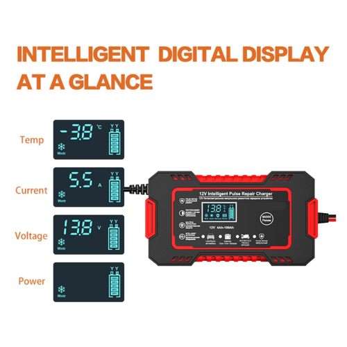 Car Battery Charger, LCD Display 12V 6A Automotive Battery Charger, 12V Battery Charger for Car