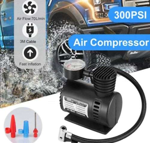 12V EMERGENCY PORTABLE ELECTRIC CAR TYRE INFLATOR 300PSI AIR COMPRESSOR PUMP