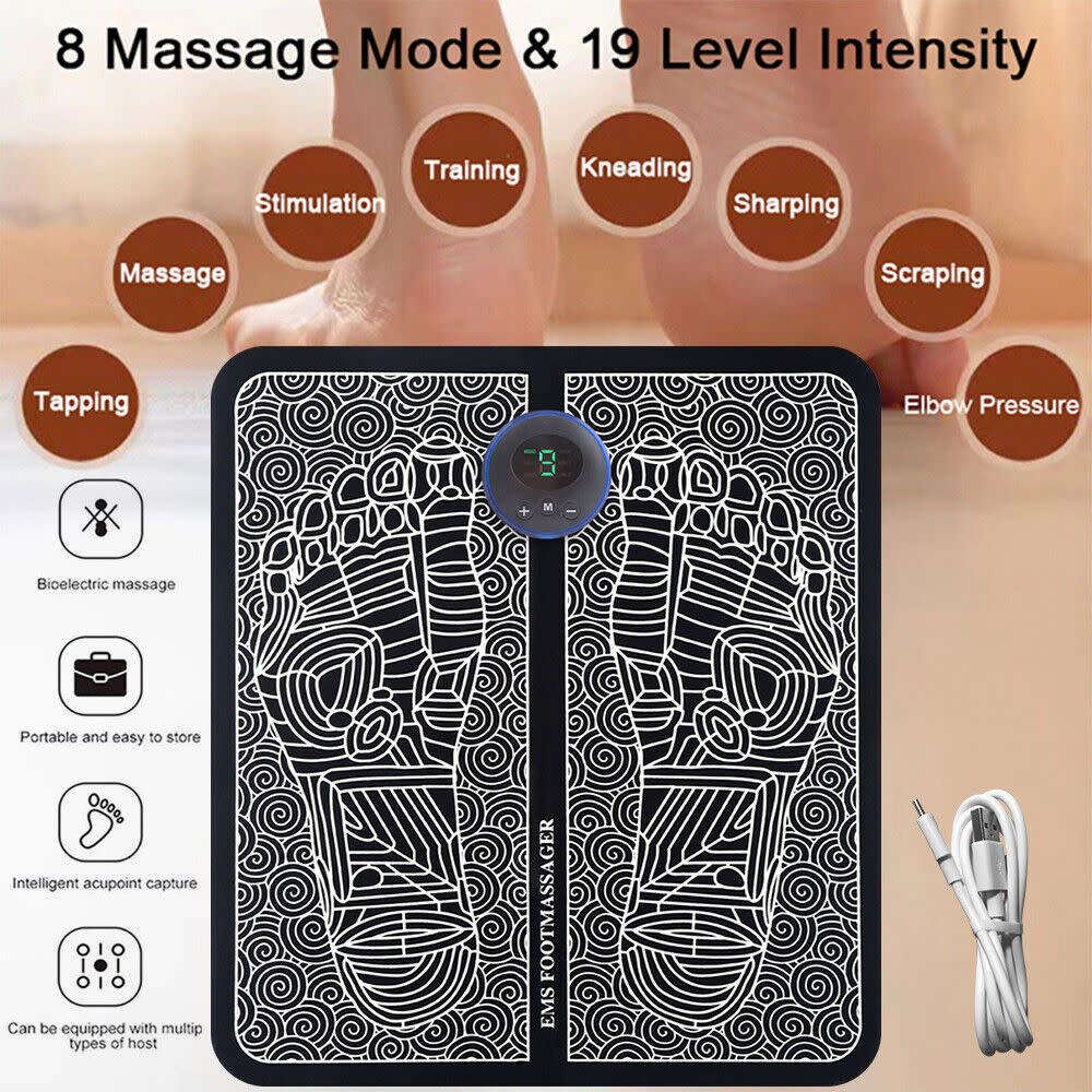 Electric EMS Foot Massager Leg USB Reshaping Pad Feet Muscle Stimulator Mat