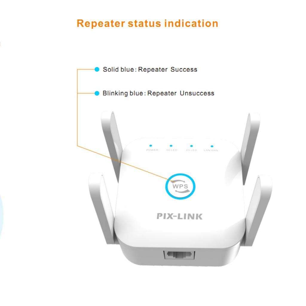 1200M Dual Frequency Wireless WiFi Signal Extension Amplifier White