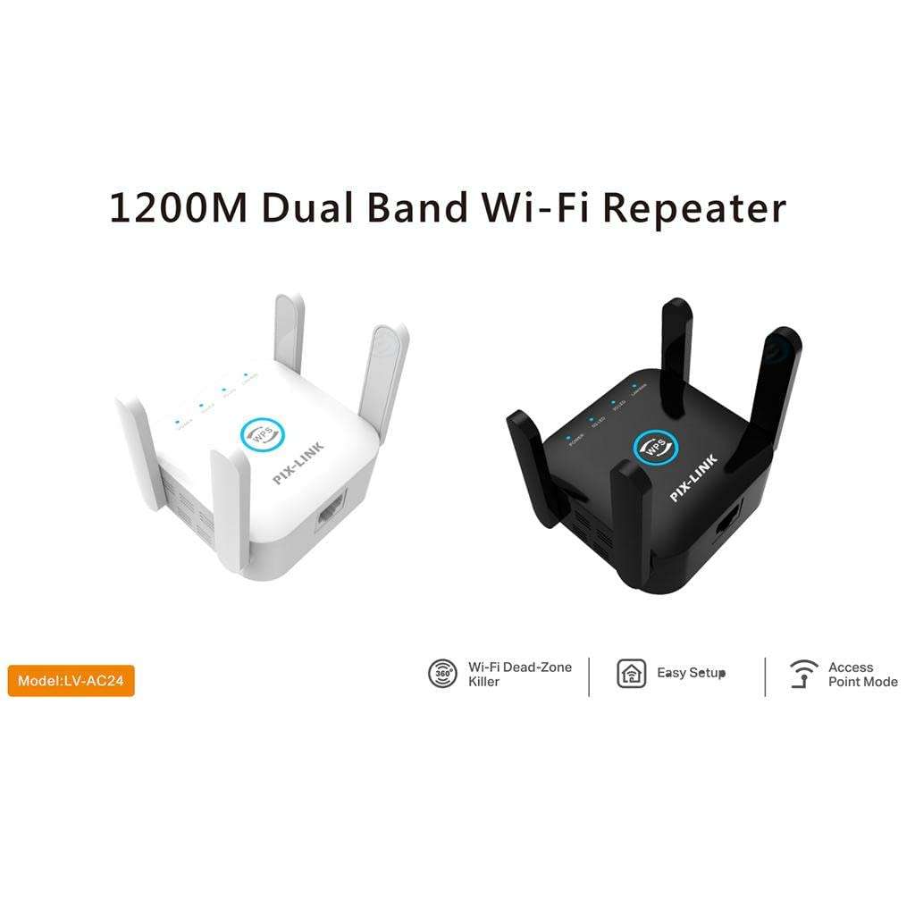 1200M Dual Frequency Wireless WiFi Signal Extension Amplifier White