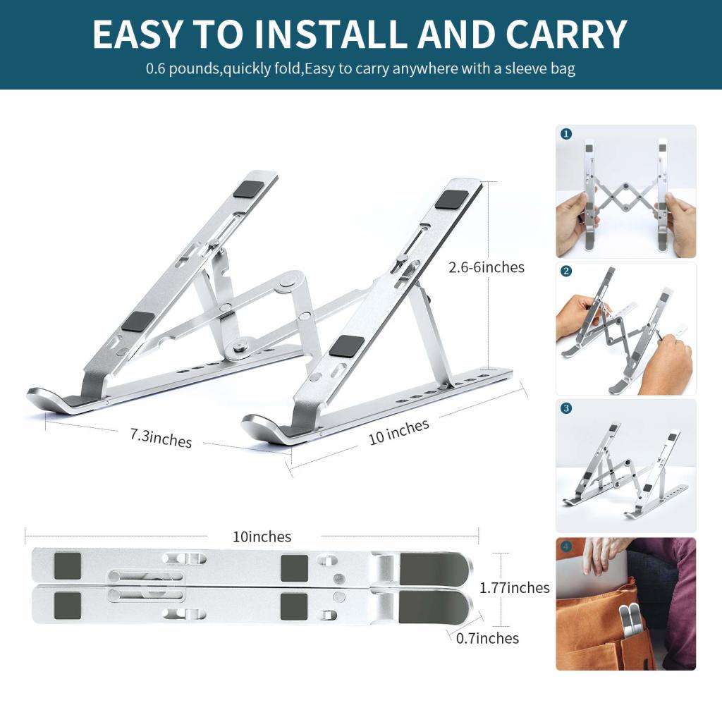 Aluminum Laptop Stand, Portable Adjustable Computer Stand
