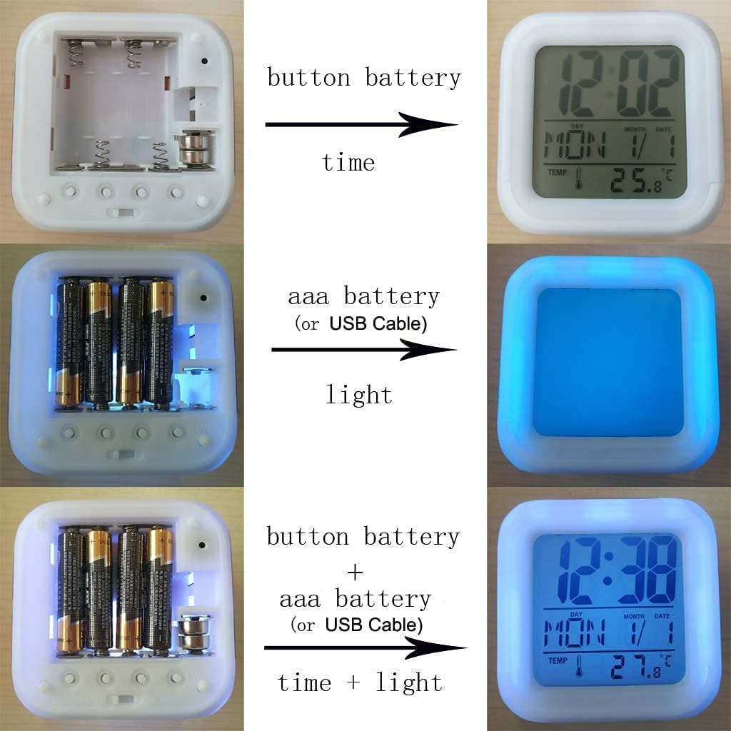 3 Inch Small Size Mini LED Stitch Anime Digital Alarm Clock 7 Colorful Bedroom