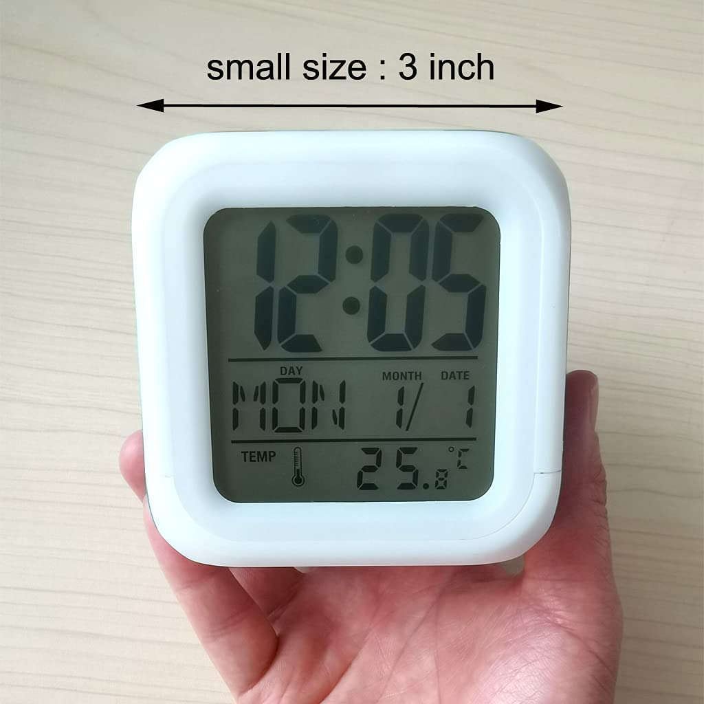 3 Inch Small Size Mini LED Stitch Anime Digital Alarm Clock 7 Colorful Bedroom