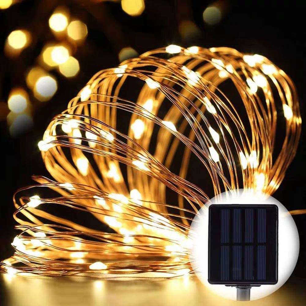 10M Outdoor Solar LED Light Waterproof Copper Wire Fairy Light Balcony Garden Decorative Trees