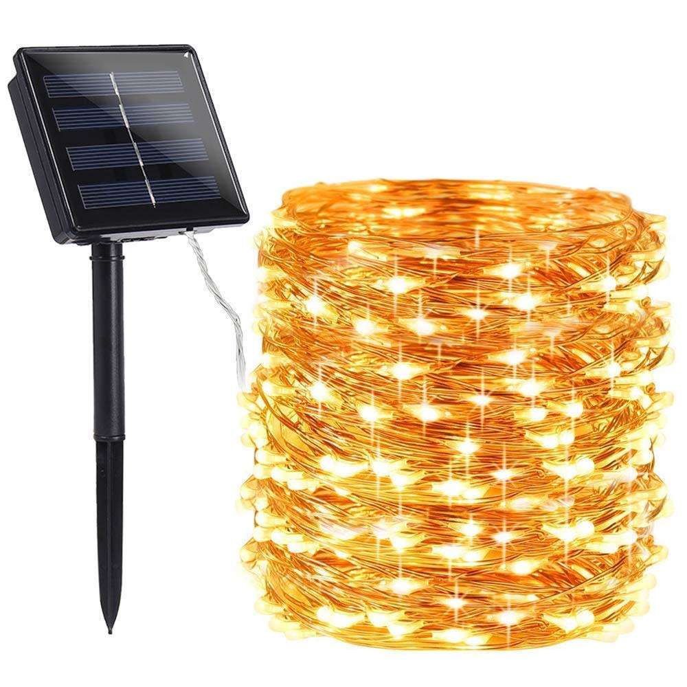 10M Outdoor Solar LED Light Waterproof Copper Wire Fairy Light Balcony Garden Decorative Trees