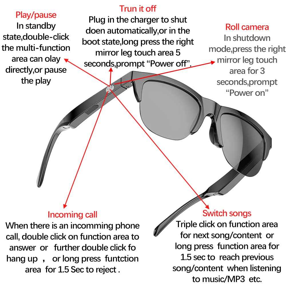Anti-Glare Anti-Polarization Sunglasses With Bluetooth Smart Glasses