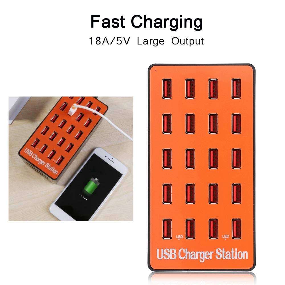USB Hub, 18A/5V 20 Port USB Hub Splitter Portable Universal USB Smart Charging Station with Power Ad
