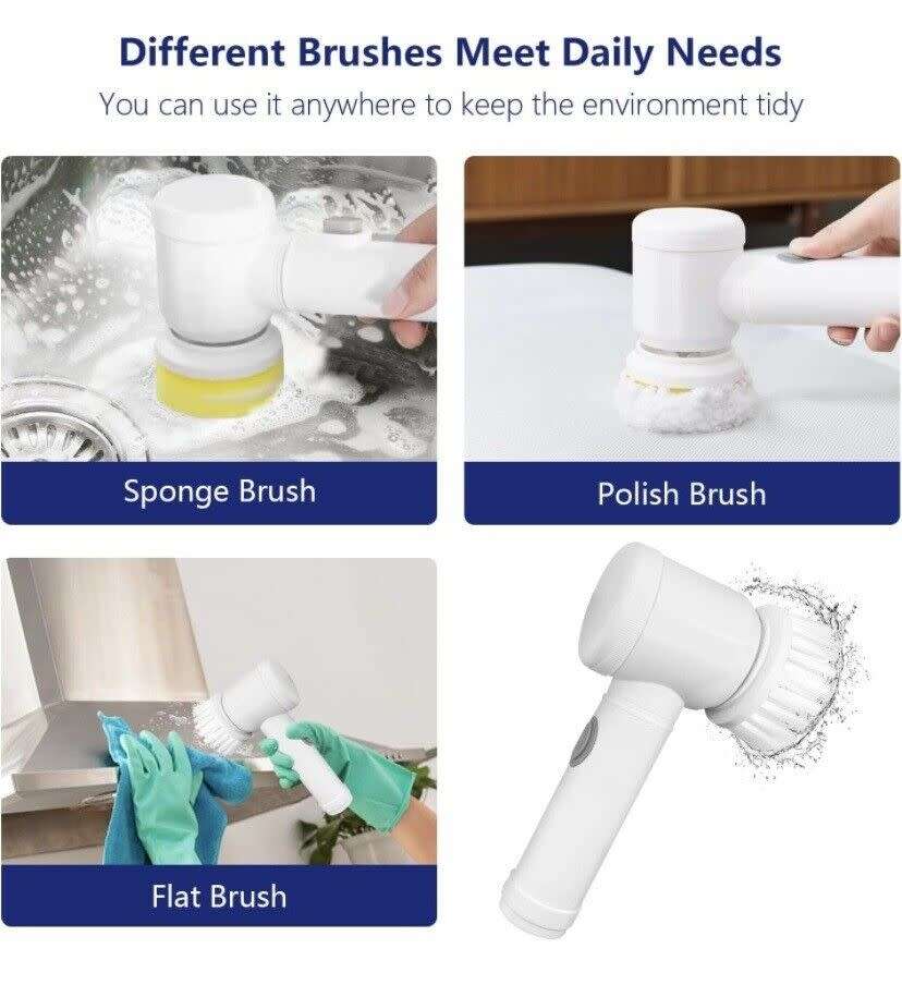 Electric Spin Scrubber Cleaning 3 Brush with Heads Bathroom Rechargeable Scrub