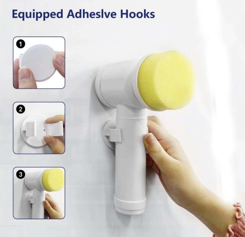 Electric Spin Scrubber Cleaning 3 Brush with Heads Bathroom Rechargeable Scrub
