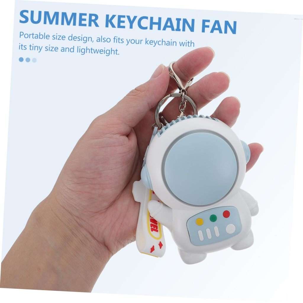 Keychain Cartoon Fan Portable Mini Astronaut Fan Battery Powered