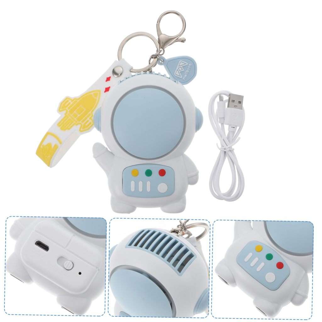 Keychain Cartoon Fan Portable Mini Astronaut Fan Battery Powered