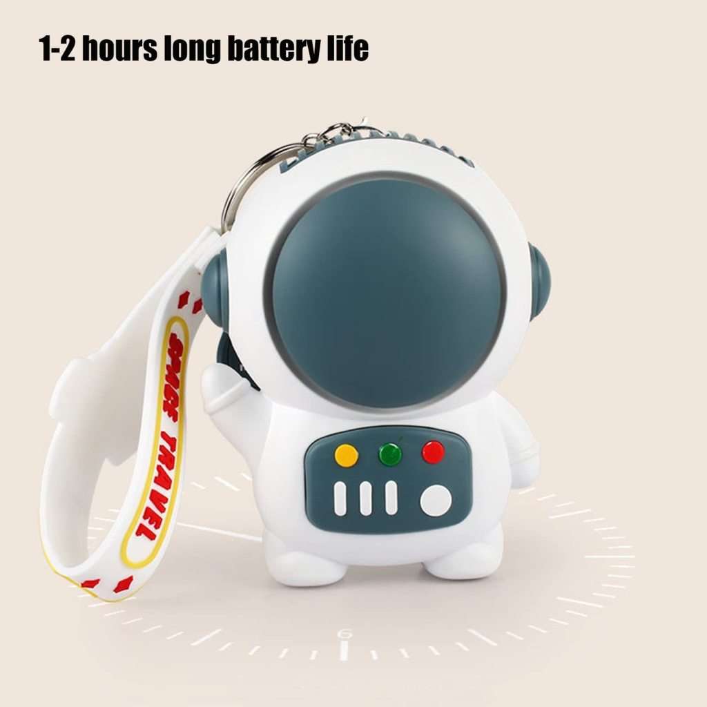 Keychain Cartoon Fan Portable Mini Astronaut Fan Battery Powered