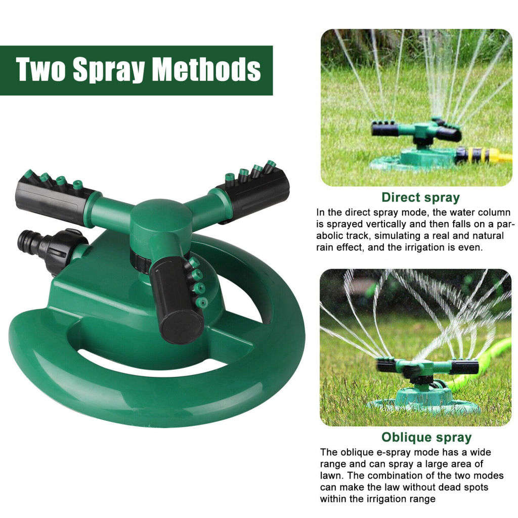 Garden Sprinkler Spray Head 360° Automatic Rotating Lawn Grass Sprinklers System