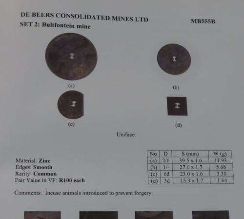 De Beers - Bultfontein Mine tokens (MB555B)