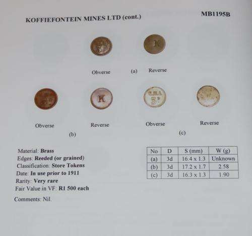 Koffiefontein Mines 3d token (MB1195B)