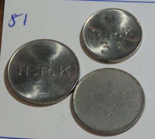 5c and 10c GPO HPK series tokens (MB850E) and 10c blank