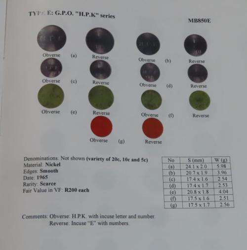 5c and 10c GPO HPK series tokens (MB850E) and 10c blank