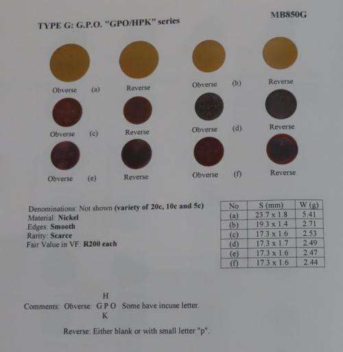5c GPO GPO/HPK series token (MB850G) and 5c blank
