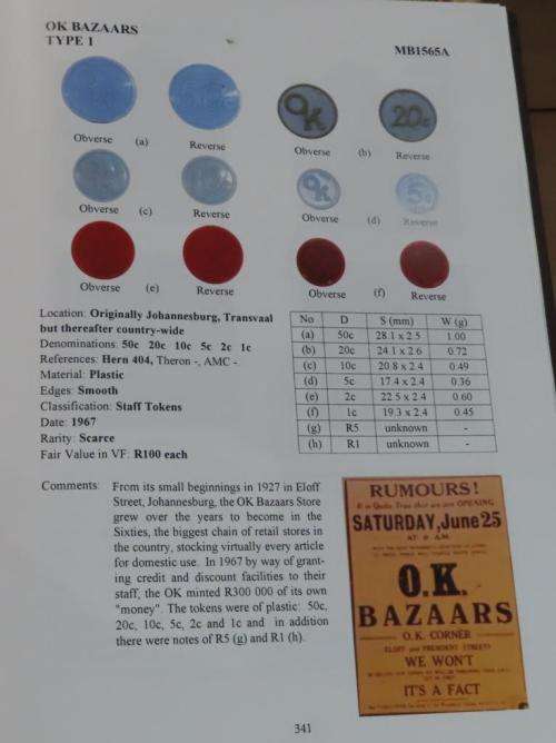 5 x OK bazaars tokens (MB1565A)