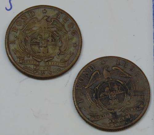 2 x 1896 Kruger Imitation Sovereign (gaming tokens)