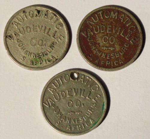 3 x different Automatic Vaudeville Co. Tokens (MB100B)