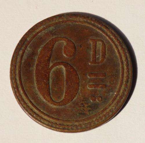 Phoenix Hotel Kimberley 6d token (MB1685)