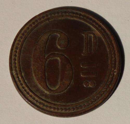 Phoenix Hotel Kimberley 6d token (MB1685)