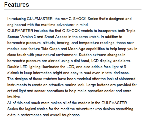 Casio G-Shock Gulfmaster Triple Sensor Men's Maritime Watch