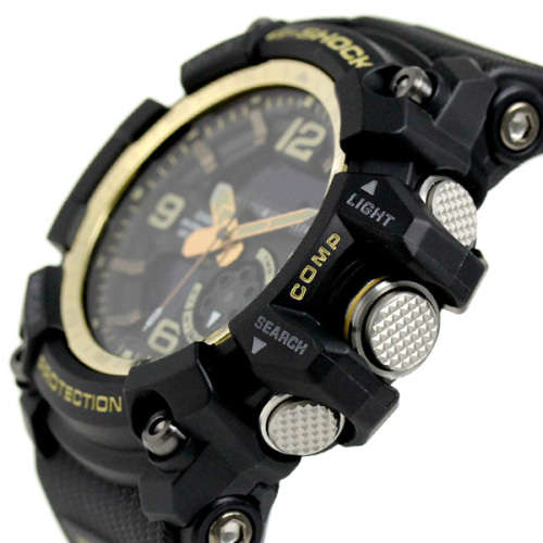 Casio G-Shock Mudmaster Twin Sensor Gold Tone Accents Black Resin Band Men's Watch