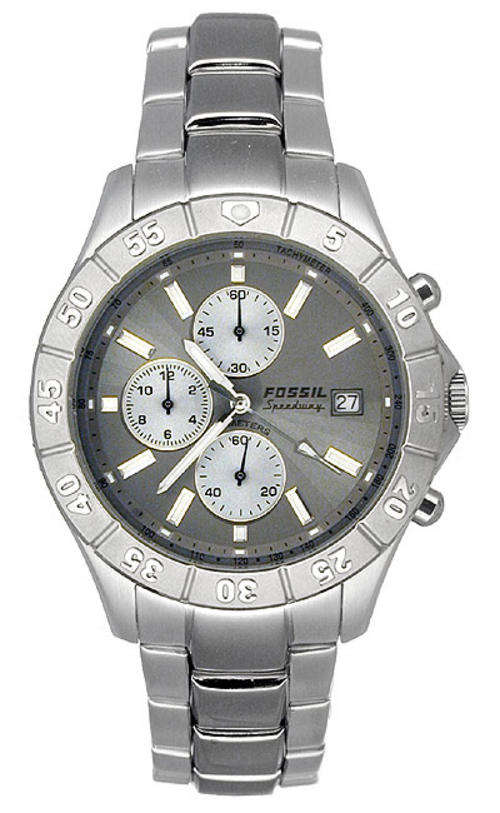 FOSSIL 100M Chronograph Rotating Top Ring Grey Dial Watch  ** Brand New **