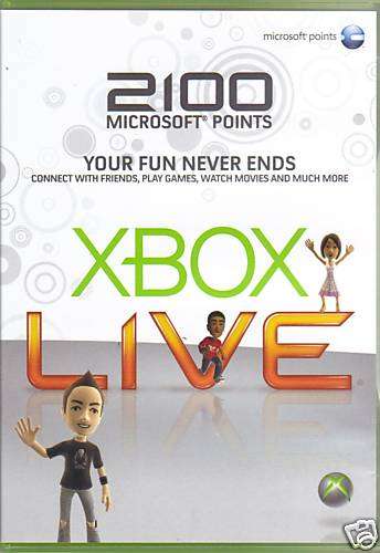 XBOX LIVE 2100 POINTS CARD (UK and Euro Accounts)