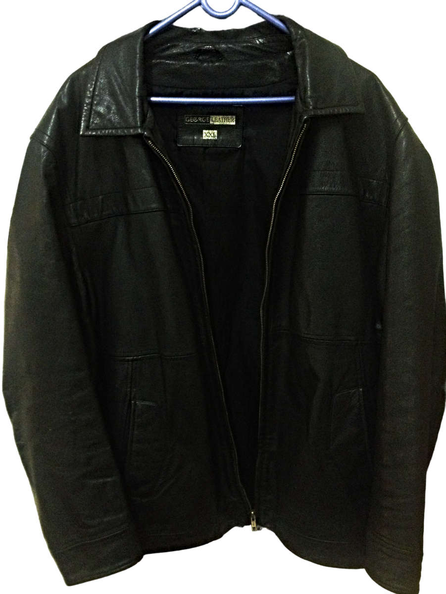 George Genuine Leather Collar Jacket Black Mens XXL