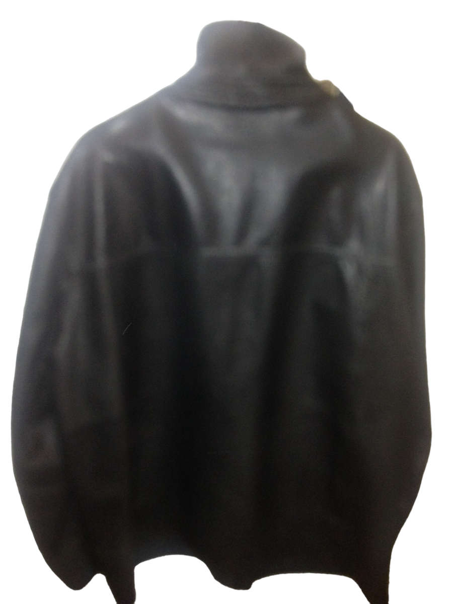 George Genuine Leather Collar Jacket Black Mens XXL