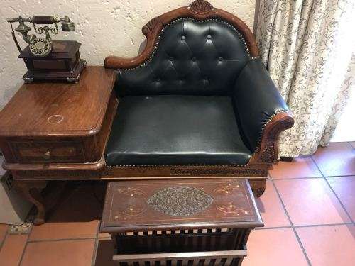 BLACK FRIDAY SALE !! ANTIQUE PHONE SEAT IN ROSEWOOD
