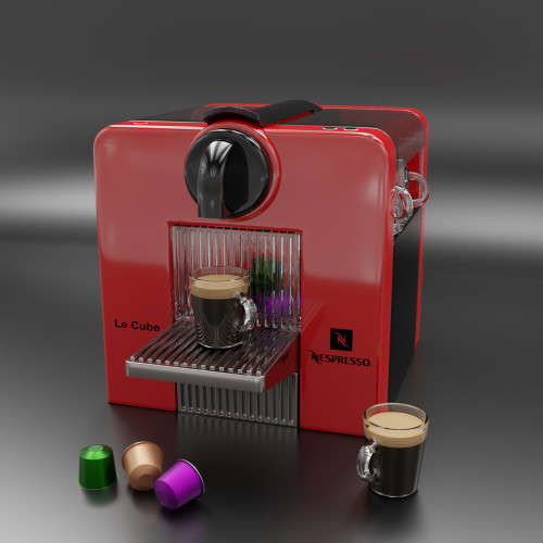Red Nespresso Le Cube Espresso Machine
