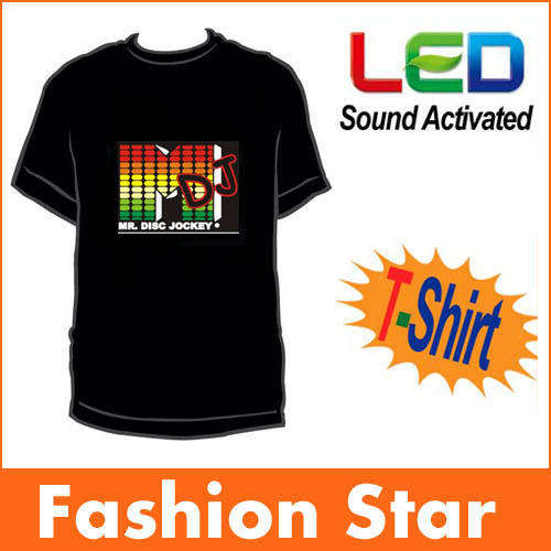 Sound Activated Light Up Flashing Rock Disco Equalizer LED T-Shirt