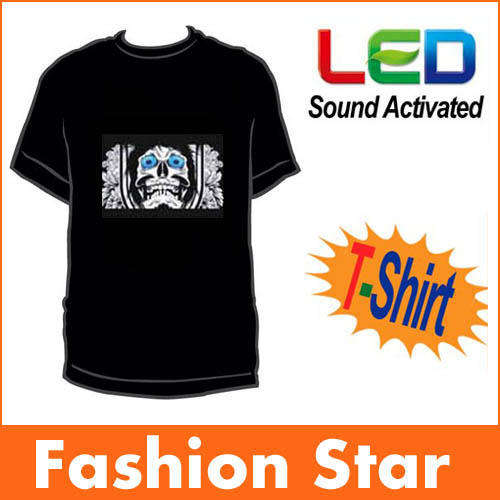 Sound Activated Light Up Flashing Rock Disco Equalizer LED T-Shirt