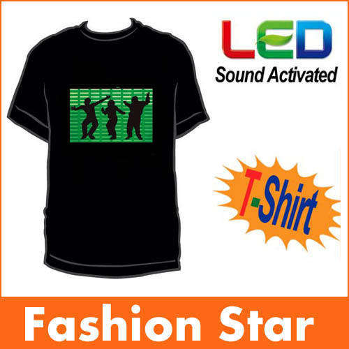 Sound Activated Light Up Flashing Rock Disco Equalizer LED T-Shirt