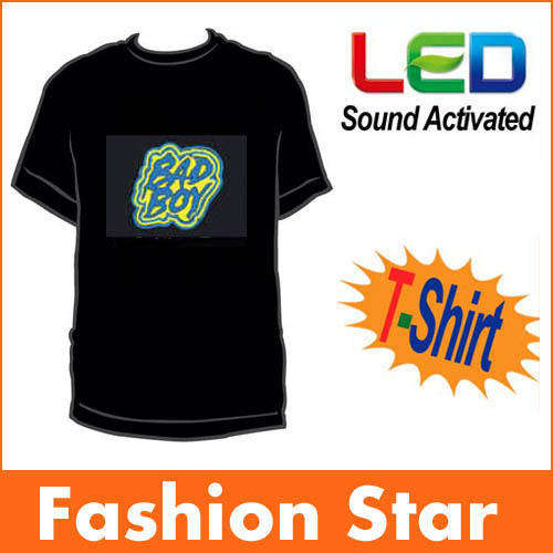 Sound Activated Light Up Flashing Rock Disco Equalizer LED T-Shirt