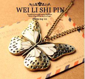 Fashion Jewelry Beautiful Butterfly Shape Sweater Chain / Necklace