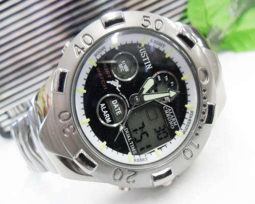New! Alarm Mens Sport Analog Digital Watch