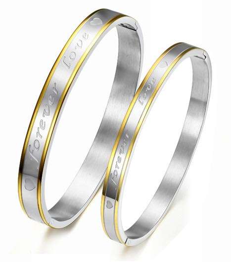 Fashionable Forever Love Stainless Steel  Couple Bangles